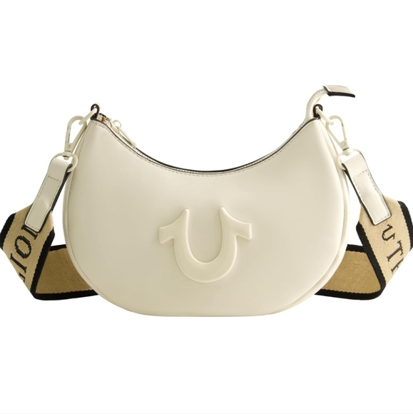 True Religion Horseshoe Logo Strap Crescent Hobo Bag- new - Picture 7 of 14
